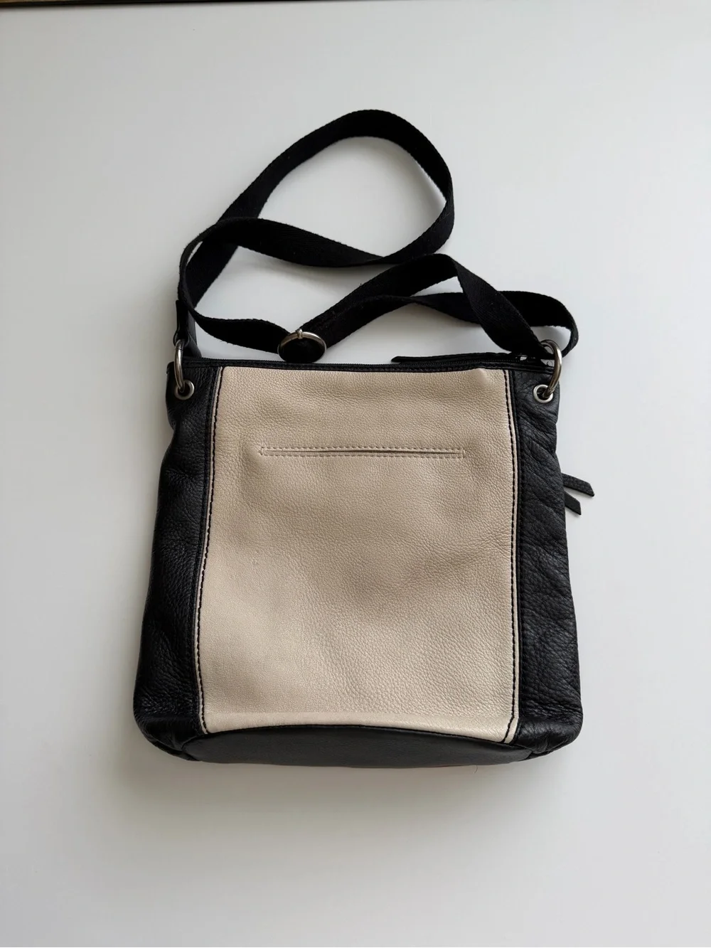The Sak Colorblock Leather Crossbody Bag in Black, Tan, Cream